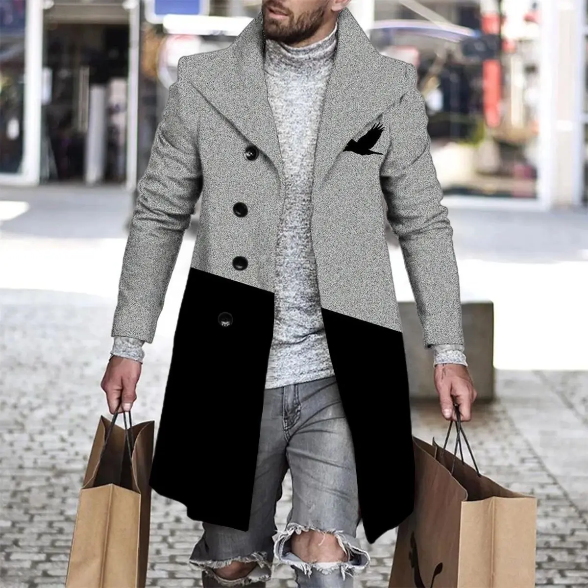 Hot Style Keep Warm Long Single Button Men's Coat For Winter Fall_voghion.com
