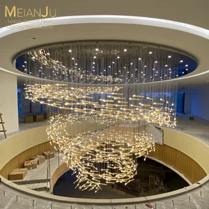 Custom Contemporary Art Lighting Chandelier Multicolor Submarine Glass Branch with Spiral Cluster Design for Hotels