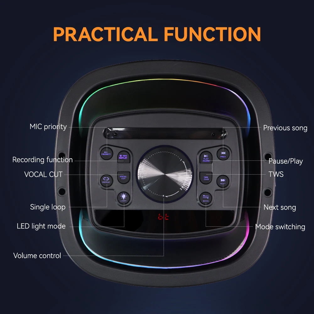 Sing-e ZQS8250 Portable Wireless DJ Party BT Speaker