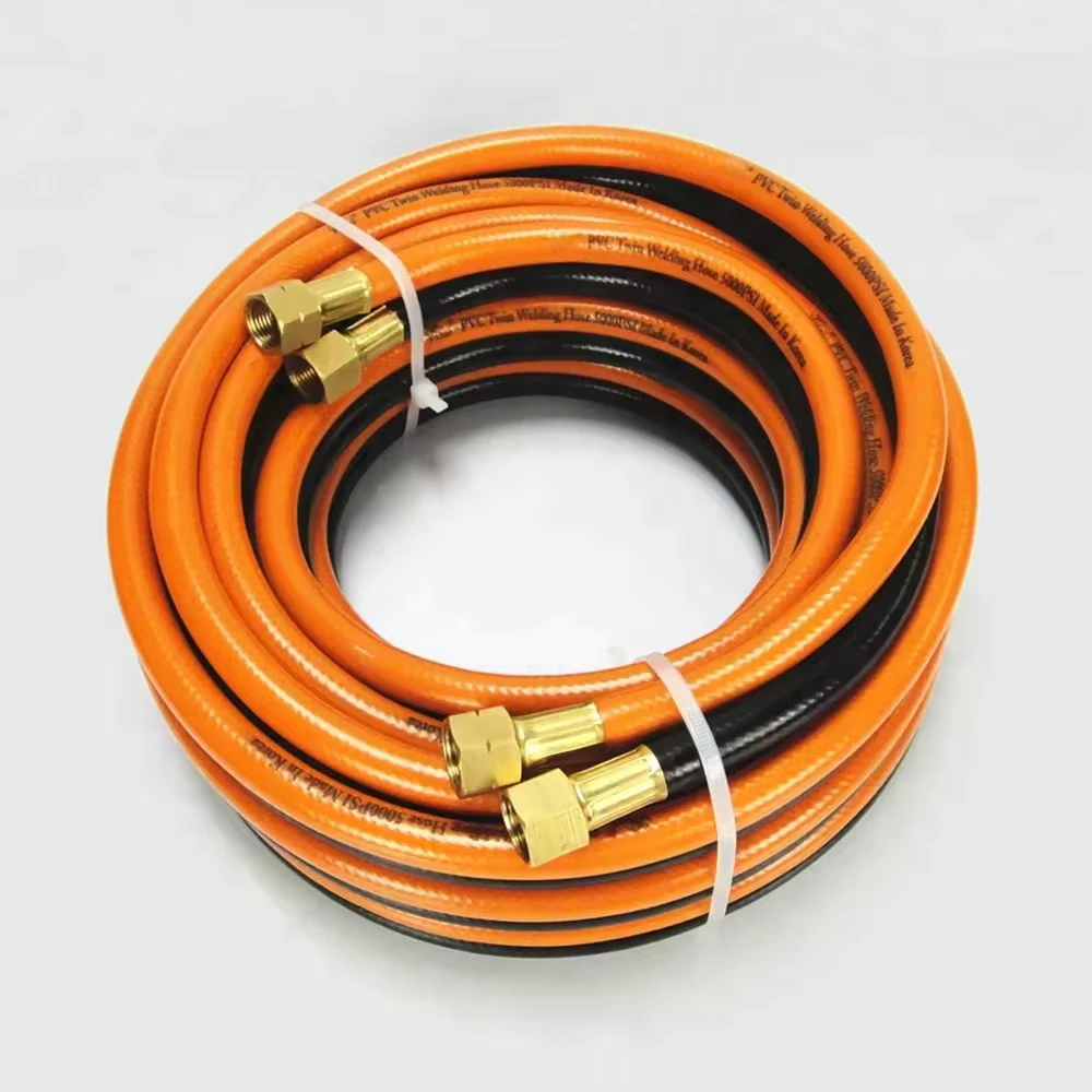 China Low Price Five Layer PVC Twin Line Welding Hose, 1/4 5/16 3/8 1/2 inch Oxygen LPG Gas Air Hose With 20 bar 300 psi 100m