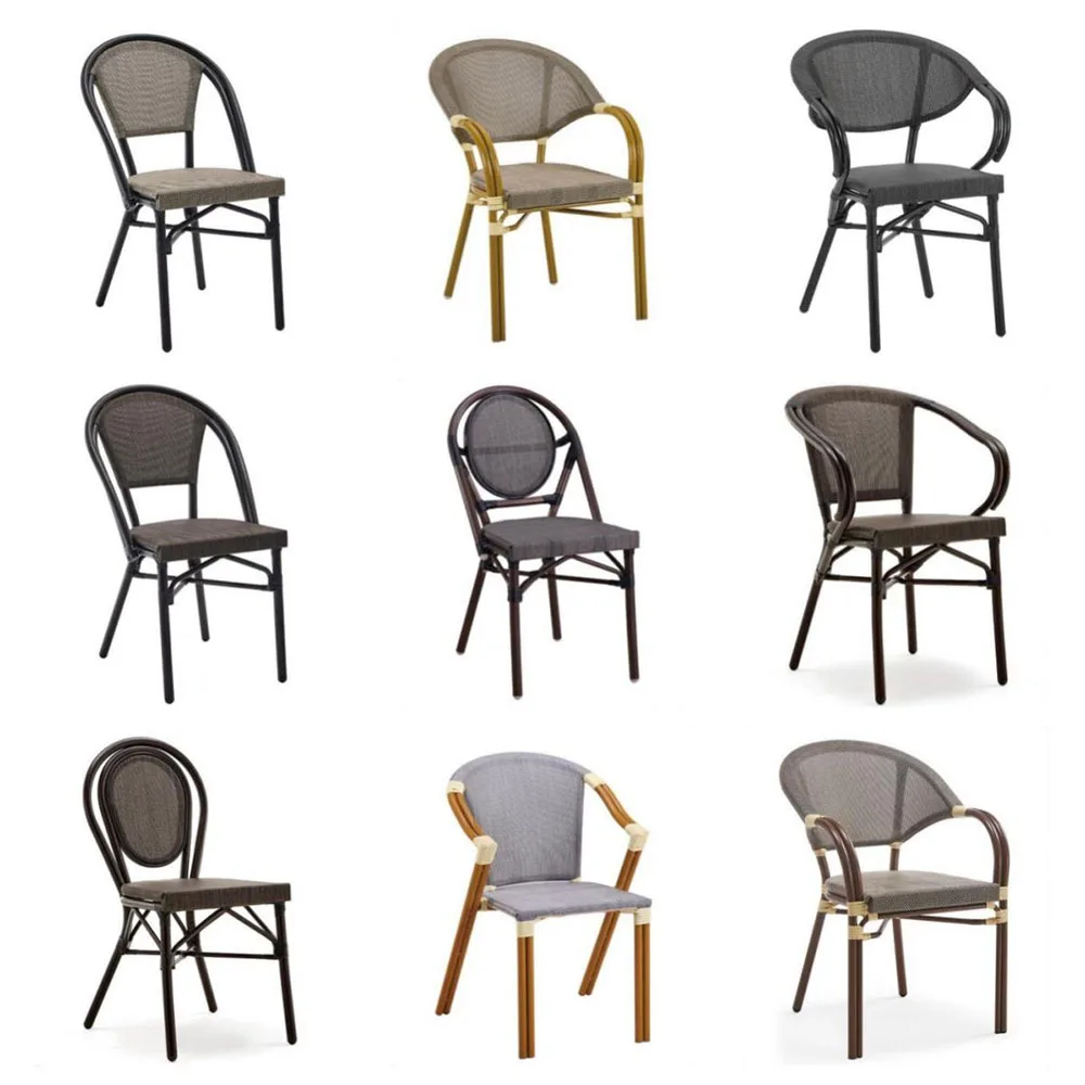 product restaurant cafe modern waterproof pe rattan compact metal frame outdoor dining chair for garden-2