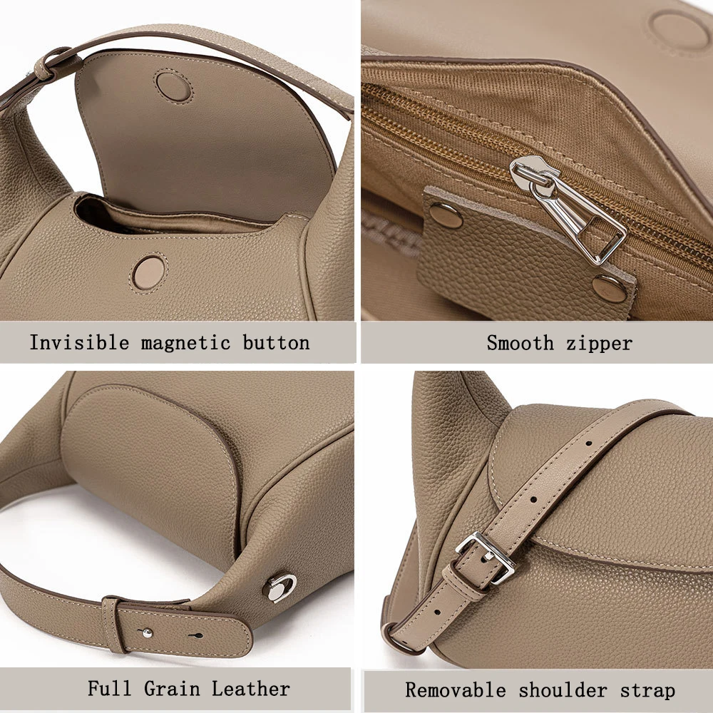 2026 Latest Design Fashion Leather Crossbody Hand Bag Saddle Bag Lady Genuine Cowhide Leather Crossbody Shoulder Bag for Women
