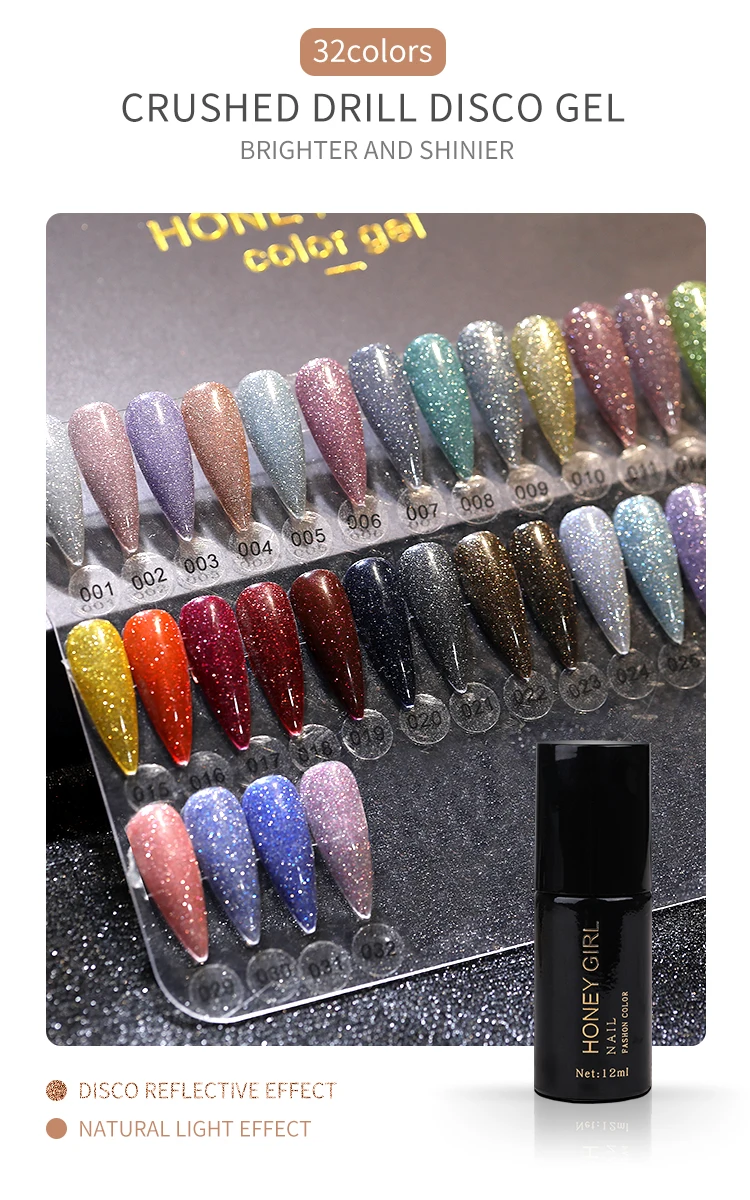 Reflective Glitter Gel 15 ml Gel nail polish glitter Organic UV Nail Polish Esmaltes vernis permanent en gros manufacture