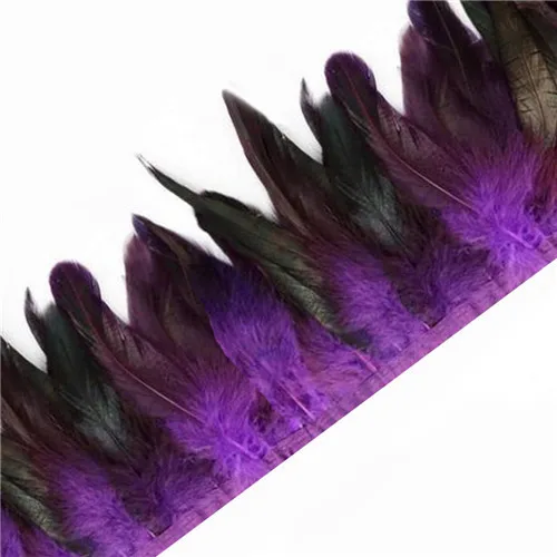 Frangia In Piume Di Gallo Sowder, 12 X 35,6 Cm – Ideale Per Decorazioni E Artigianato Fai-da-Te (Viola/Nero)