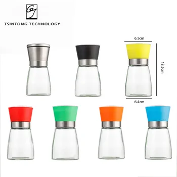 Wholesale 100ml 200ml Hand Mill Grinding Salt and Pepper Spice Shaker Glass Bottle with Lid