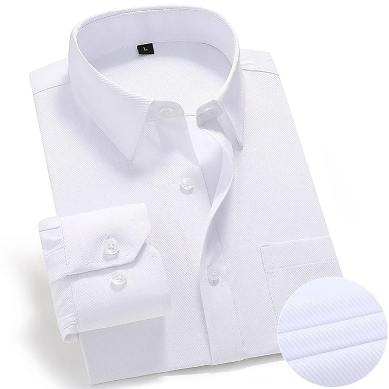 New Style Mens Long Sleeve Professional White Shirt Plus Size Business 