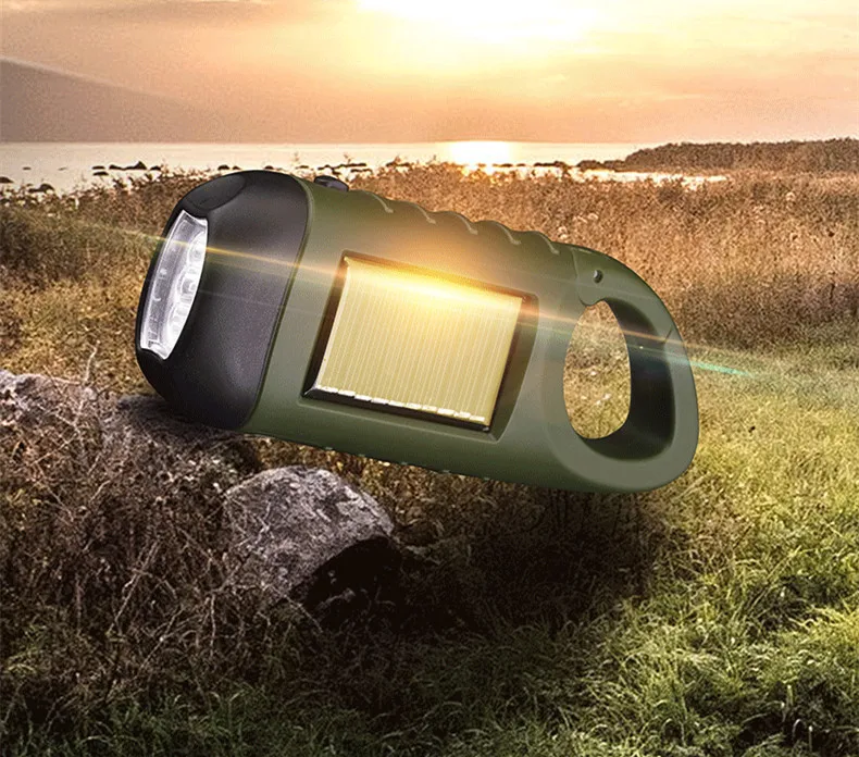 Portable LED Flashlight Hand Crank Dynamo Torch Lantern