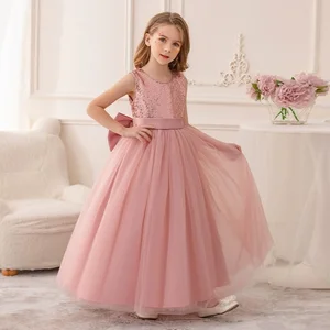 Girls' Princess Wedding Host Evening Catwalk Costume for Piano Performance Children's Sleeveless Sequined Princess Dress