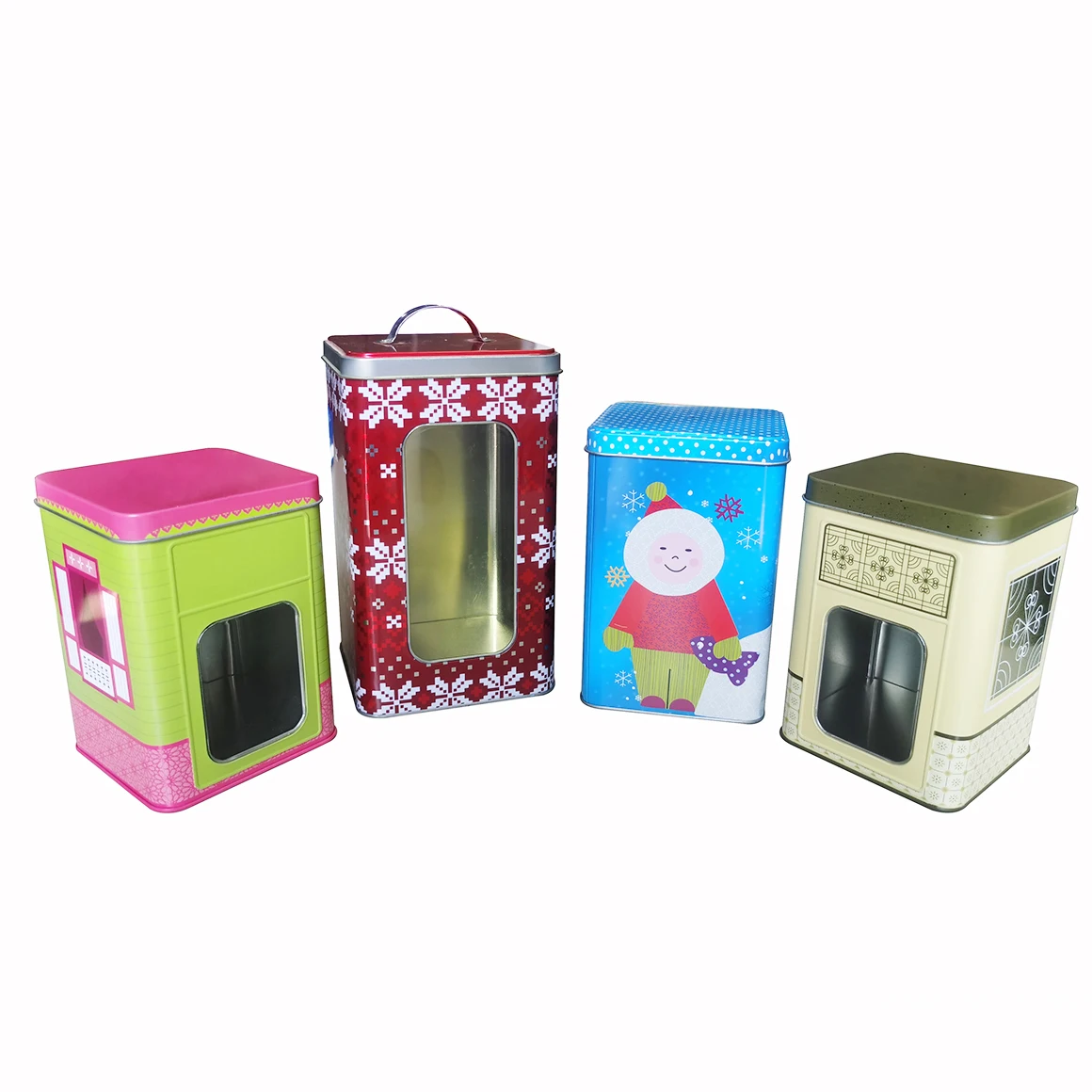 Rectangle Christmas Tin Box With PVC Window