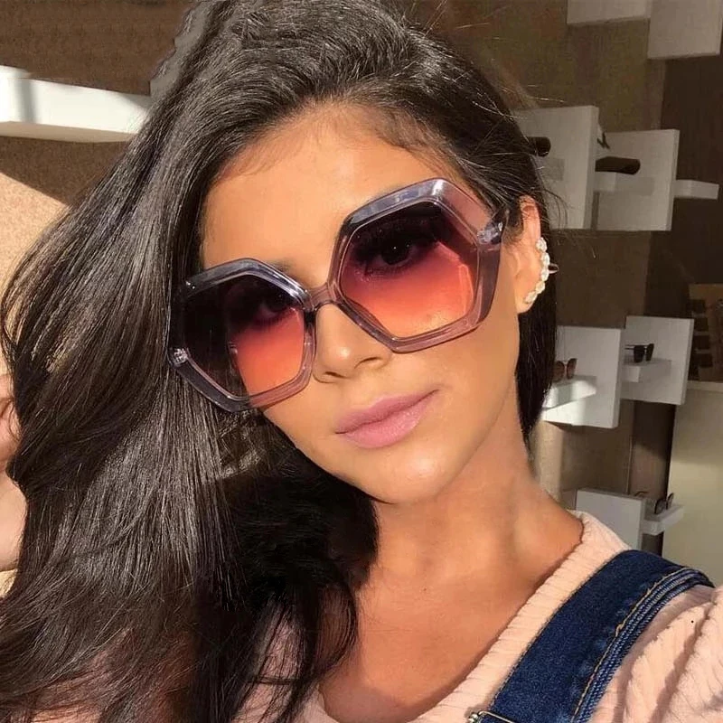 2024 Hexagon Unique Polygonal Oversized Sunglasses for Women display picture 1