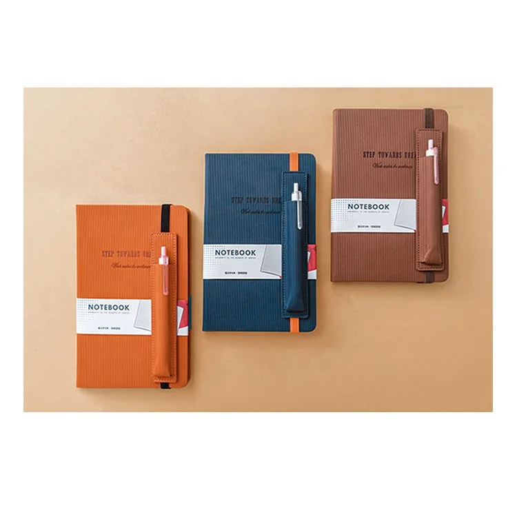 Hot Selling Agenda  With Elastic Pen Holder Pu Leather Journal Hard Cover A5 Daily 2026 Planner Customizable Wholesale Diary