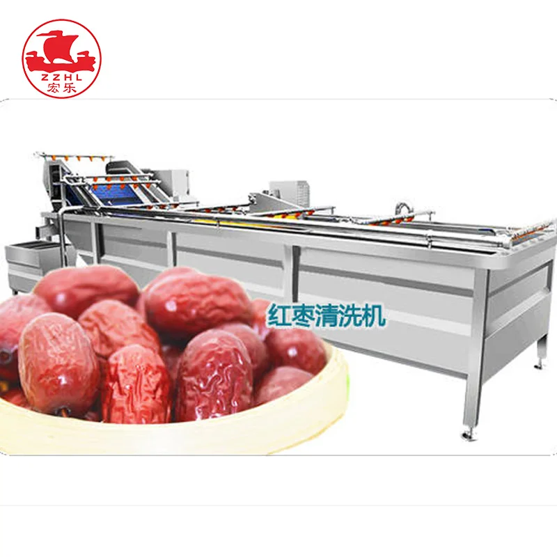 Bubble Jujube Washing Machine for Red Dates & Fruits | SUS304 Stainless Steel, 1.2-2.0t/h Capacity