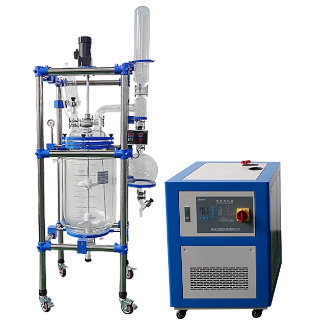 100l Pilot Double Jacketed Chemical Glass Reactor Turnkey System