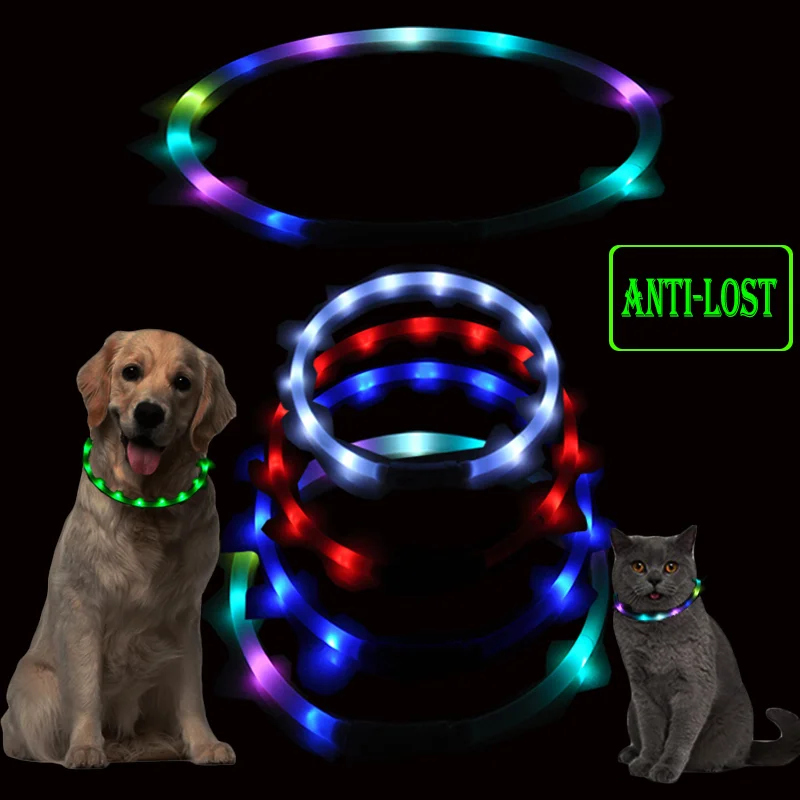 Promotional Product LED Luminous Custom Electronic Usb Rechargeable Light up Flashing Pet Glow in the Dark Dog Collar and Leash