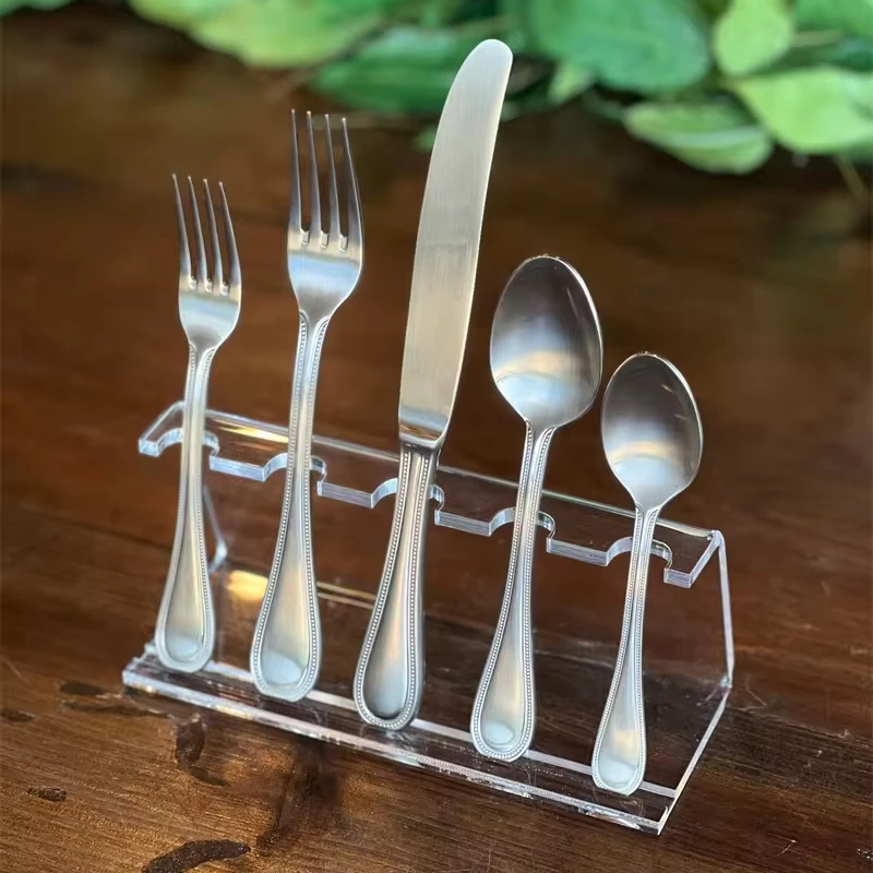 Clear Plexiglass Fork Collection Display Stand Flatware Organizer Rack