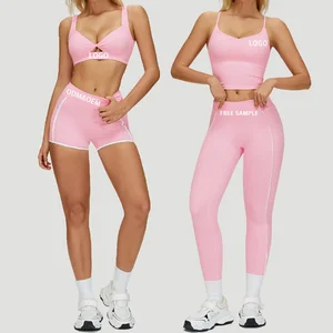 Custom High Quality 4 Piece Fitness Clothing Sportswear Gym Leggings Activewear Sports Shorts Bra Women Workout Yoga Wear Sets