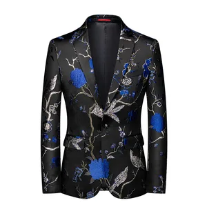Men's Fashion Floral Suit Personalized Stage Performance Banquet Business Casual Men's Suits Slim Single Top Coat/modern