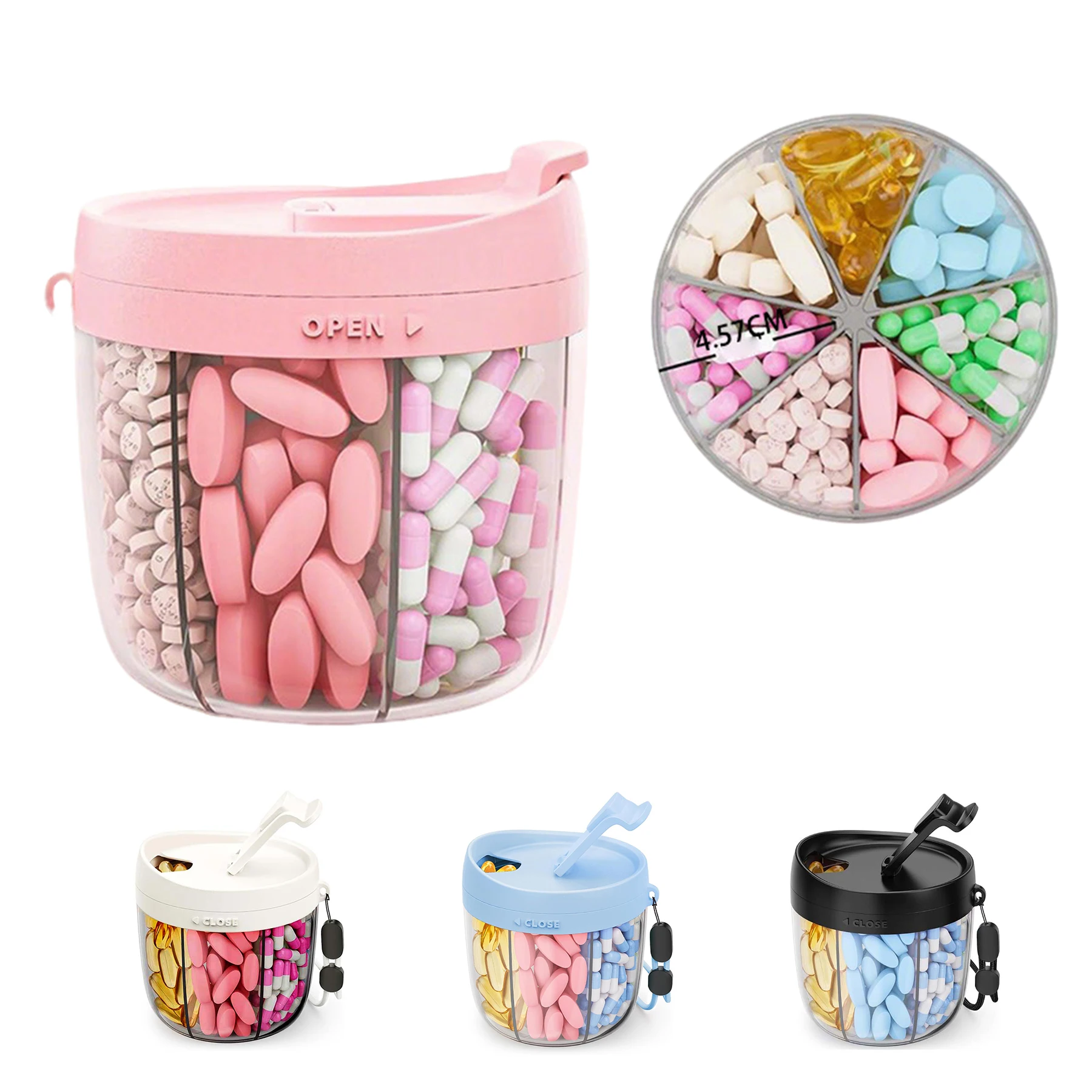 Caixa de Armazenamento Semanal Portátil em Plástico Grau Alimentício com 7 Compartimentos e Design Impermeável no Estilo de Comércio Exterior