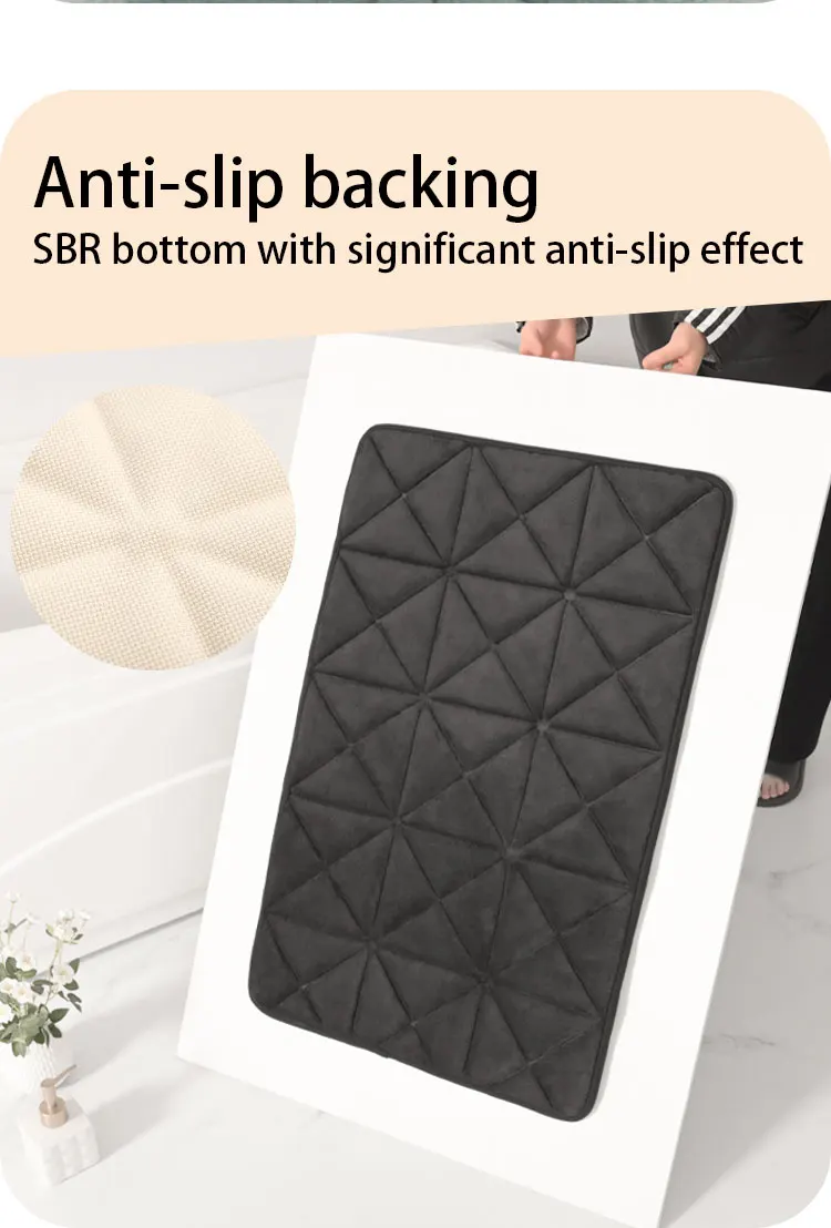  Rectangle plaid Bath Rug Solid Color Anti-Slip Memory Foam Bath Mat Washable and Waterproof for Bedroom and Living Room manufacture