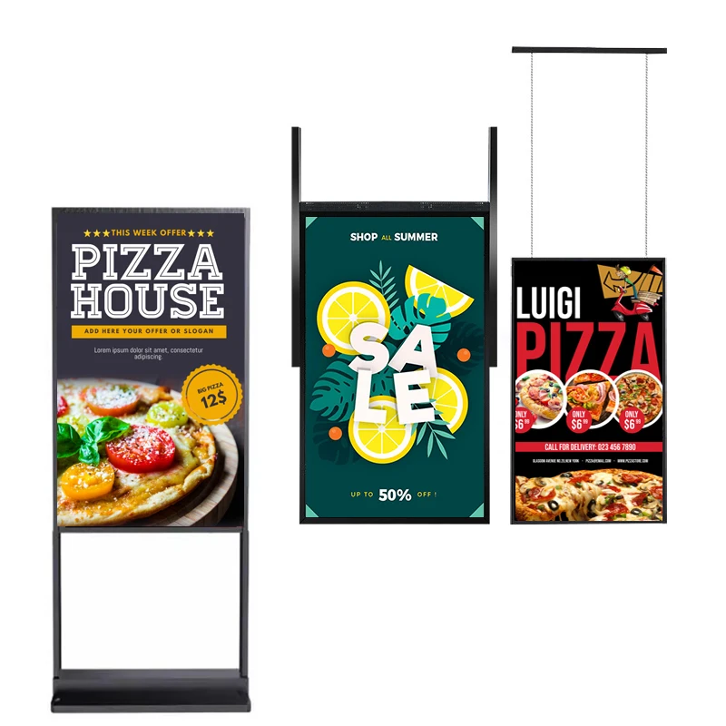 Monitor LCD de 32, 43, 49, 55, 65, 75 y 86 pulgadas para escaparates de interiores, pantallas publicitarias comerciales, señalización digital para ventanas