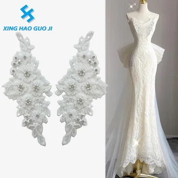 High-quality lace beaded embroidery decorative decals for wedding dress decoration