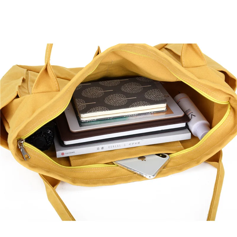High Capacity Handbags Wholesale Custom Brand Logo Reusable Grocery Shopping Tote Office Shoulder Bags for Students Canvas Bag
