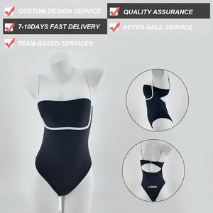 Women's Contrasted Color Slim-Fit Backless One-Piece Swimsuit Elegant Sexy Bathing Suit with Custom Logo Service