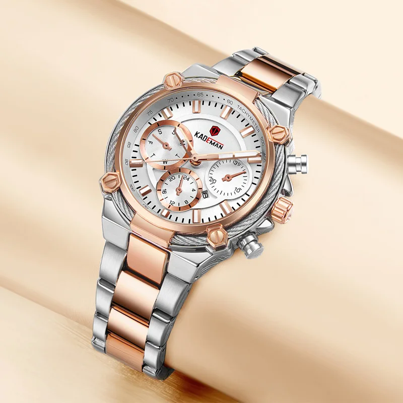 Luxury Rose Gold Women's Quartz Chronograph Watch