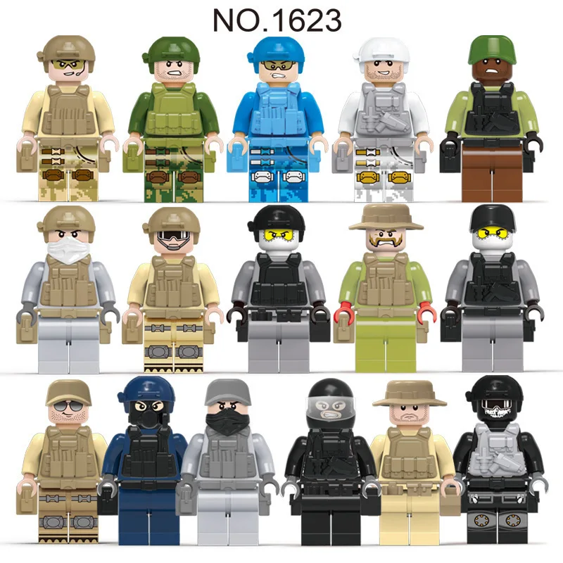 16pcs/set Navy Seals Military Soldier Building Blocks Figures Educational Toys 