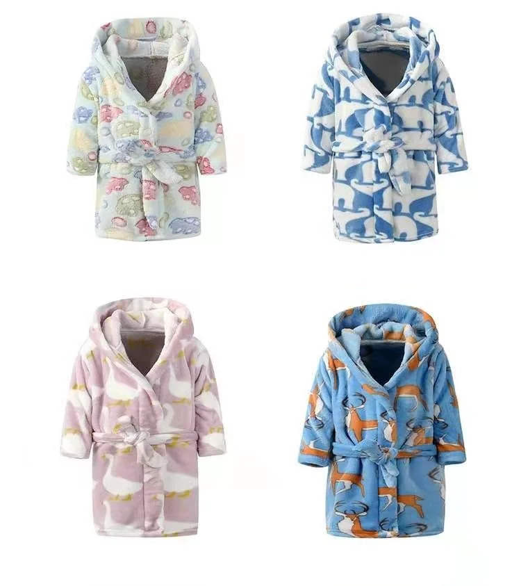 
Персонализированные тканевые Дышащие Детские Банные халаты, Детские фланелевые флисовые пижамы, пижама с милым принтом из микрофибры, ночные рубашки 