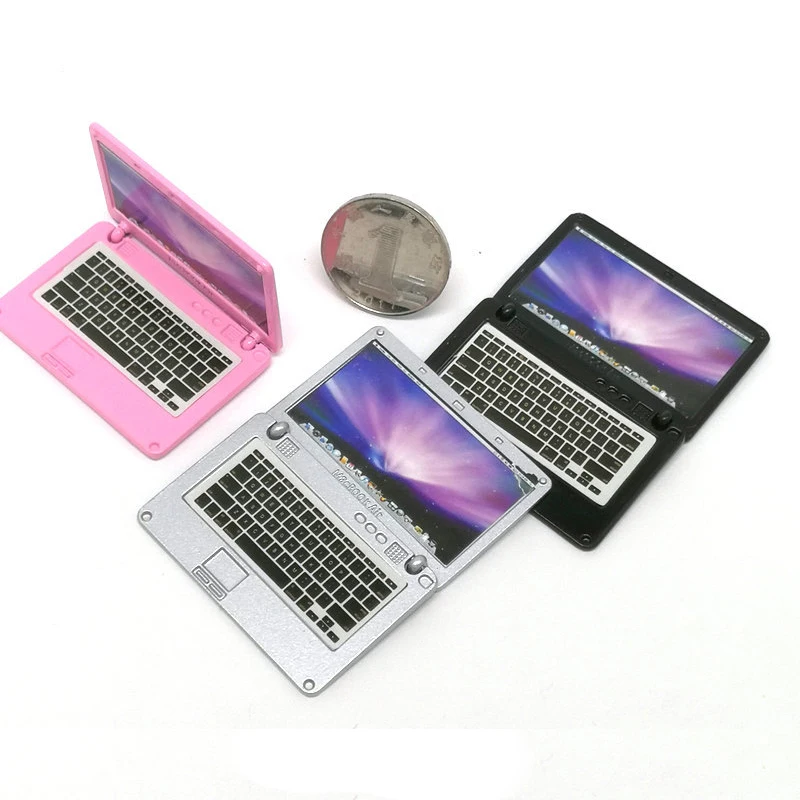 Mini ordinateur portable pliable, 1 pièce, Simulation de tablette Miniature, modèle d'ordinateur de bureau, accessoires de décoration pour maison de poupée  26