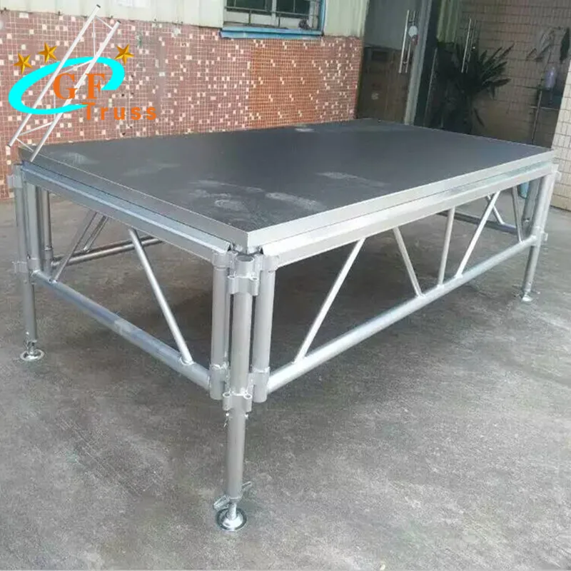 Portable Removable Adjustable Leg Concert Stage Podium With Stage Handrails