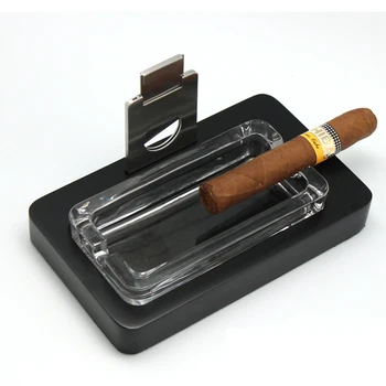 Crystal glass ashtray Cigar Ashtray with cutter wholesale ashtray