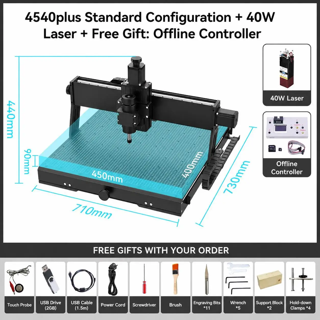 TEBAK Multifunctional 4540 CNC Milling Machine Engraving Machine Is Suitable for Wood, Acrylic, and Medium-density Fiberboard.