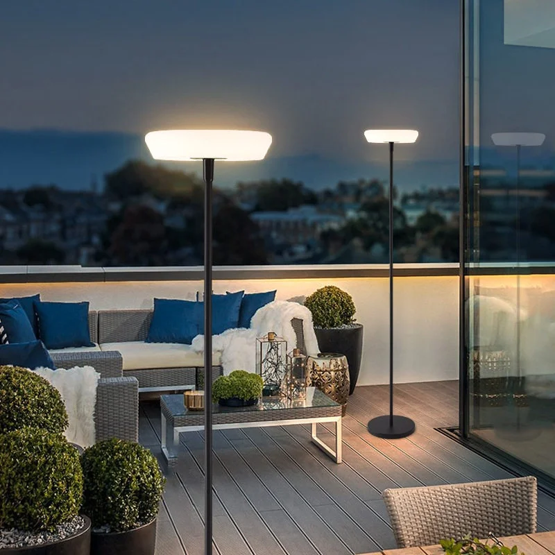 Dış Mekân İçin IP65 Derecelendirilmiş Su Geçirmez Güneş Enerjili LED Bahçe Ayaklı Lamba, USB ile Şarj Edilebilir Balkon Zemin Lambası, Teras Masaüstü Mobil Lamba