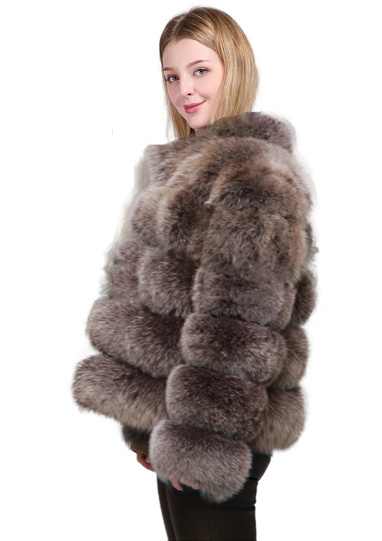 Dyed Silver Fox Fur Coat For Women Plus Size Oem
