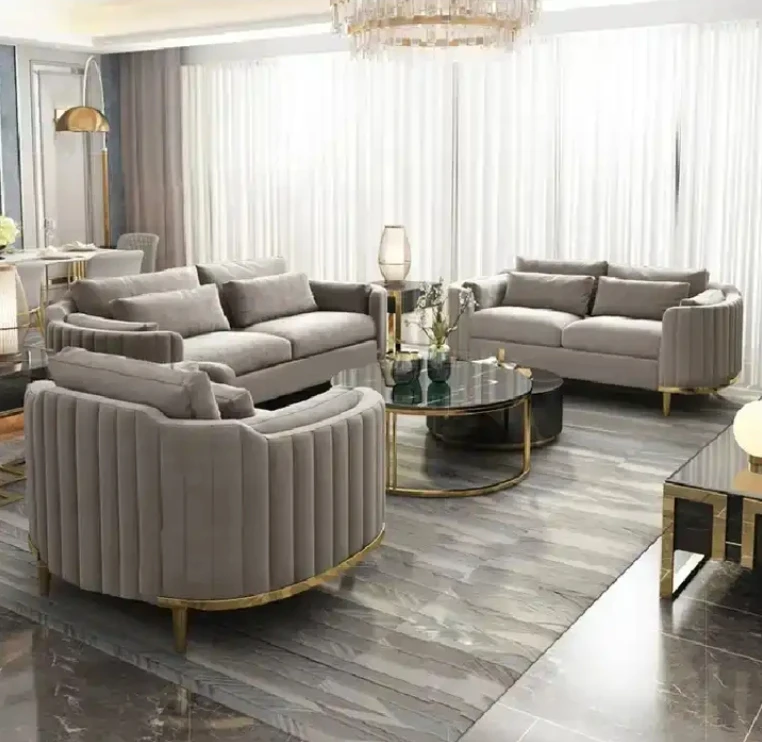 Curved Dresser Sofa Set Support Custom New Dubai Italian Luxury Living Room Furniture Home 1+2+3 Sets + Fabric Bedroom Furniture