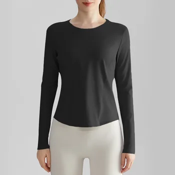 Quick Drying Clothes Long Sleeved Women's Summer Sports Outdoor Breathable Thin Round Neck Slim Yoga Clothes Long Sleeved Top