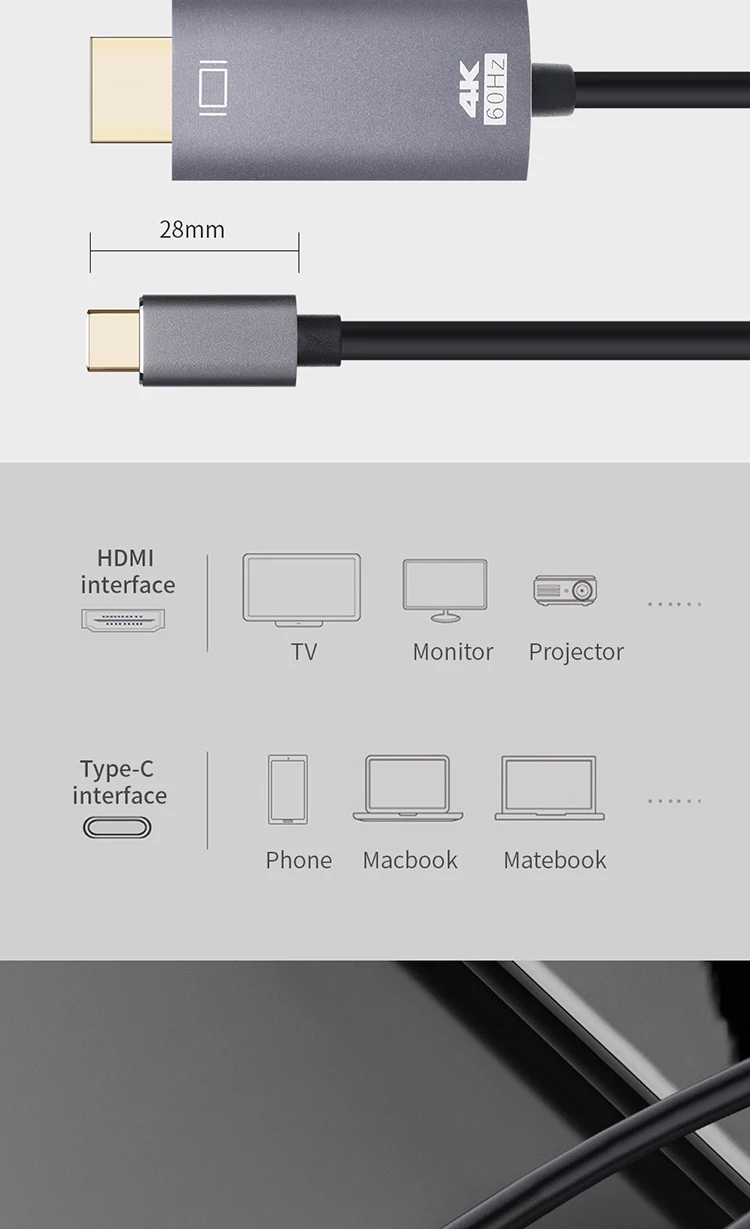 Phone To Tv Hdmi Cable Usb Type C To Hdmi Cable 4k 60hz Male To Male