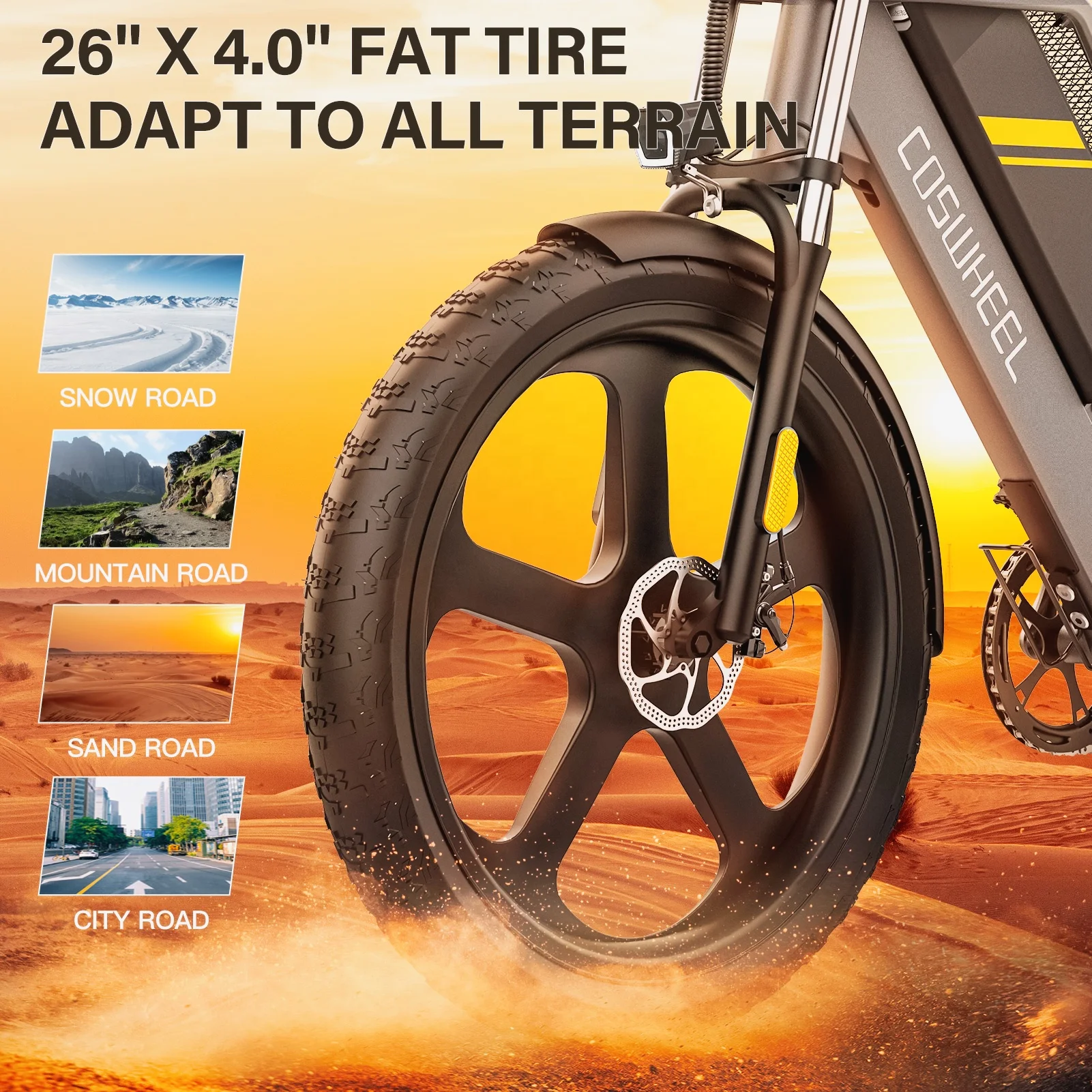 Coswheel T26 電動マウンテンバイク 26インチ 蓄電池付き 1500Wモーター