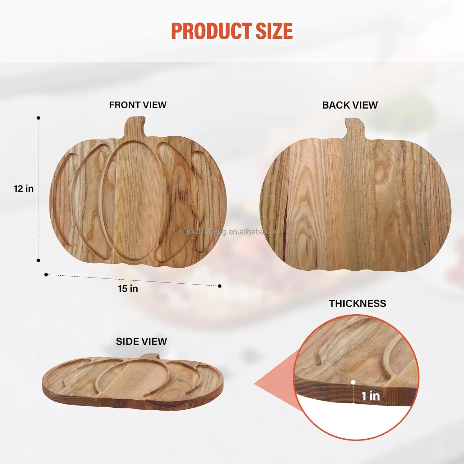 product pumpkin shaped wooden divided serving platter   charcuterie board for fruit snack  nut christmas party serving tray-2