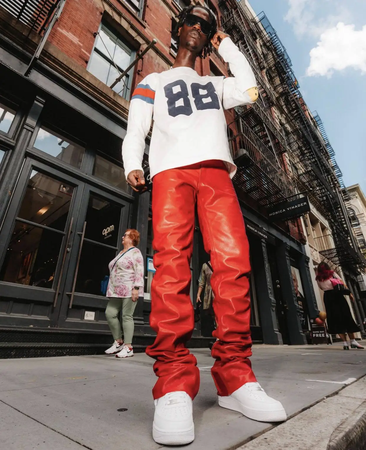 Custom Vintage Streetwear High Waist Zipper Pu Flare Sweat Trousers Custom Faux Leather Stacked Pants Men gallery 9
