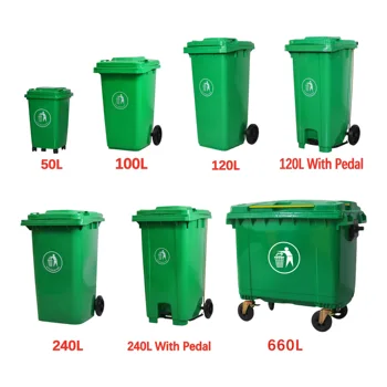 Outdoor 100L 120L 240L 660L Dustbin Rubbish Container Pedal Red Trash Can Plastic Wast Bin Blue White Yellow Garbage Bins