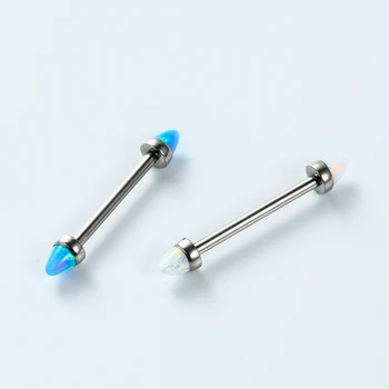 Opal Bullet ASTM F136 Titanium Internally Threaded Nipple Bars Straight Barbell Body Piercing Jewelry