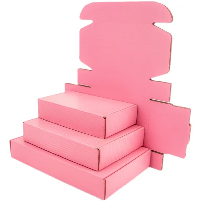 Wholesale Cosmetic Pink Delivery Pack  Corrugated Shipping Ecommerce Small Carton Packaging Boxes