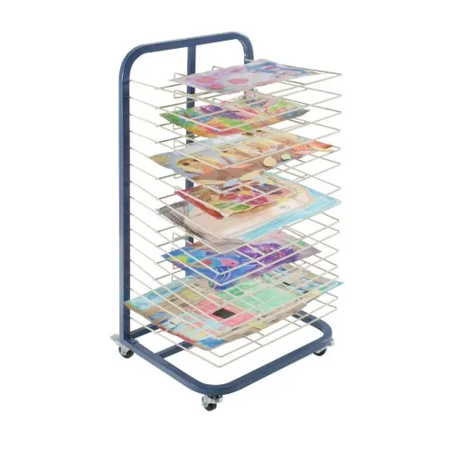 JH-Mech 20 Flexible Shelves with Mobile Cart Easy to Assemble Stable Stackable Metal Drying Rack for Art