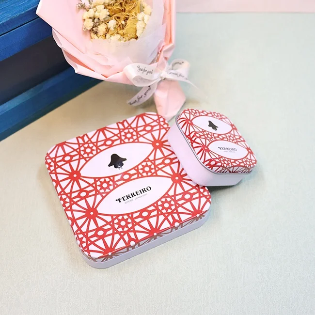 Small Square 56cm Customized Logo Printing Empty Tin Box Storage Clip Silk Scarf Jewelry Mint Metal Tinplate Packaging Tin Cans