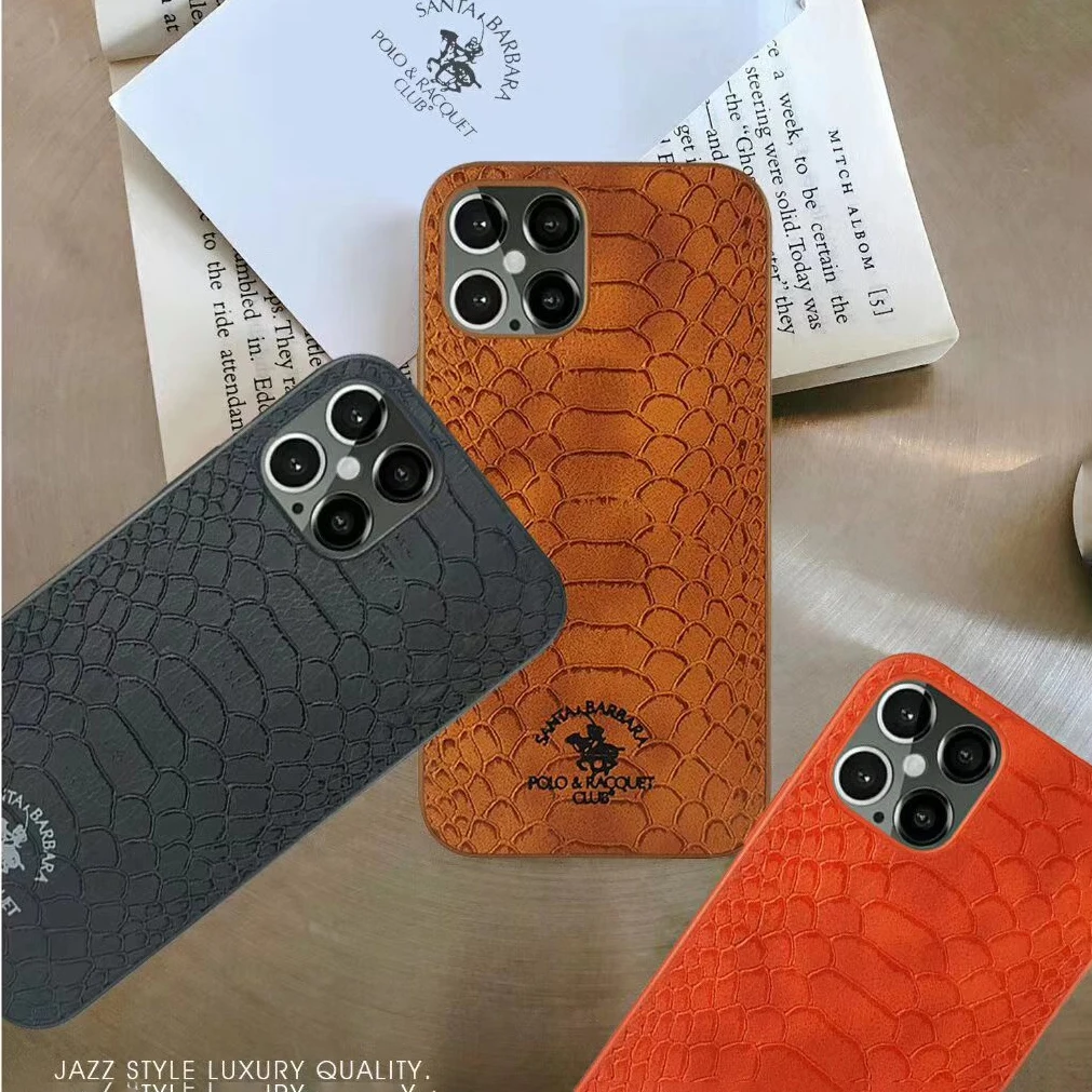 POLO Knight for iPhone 13 Pro Max Case for Crocodile and Snake Texture PU Leather Mobile Phone Cover