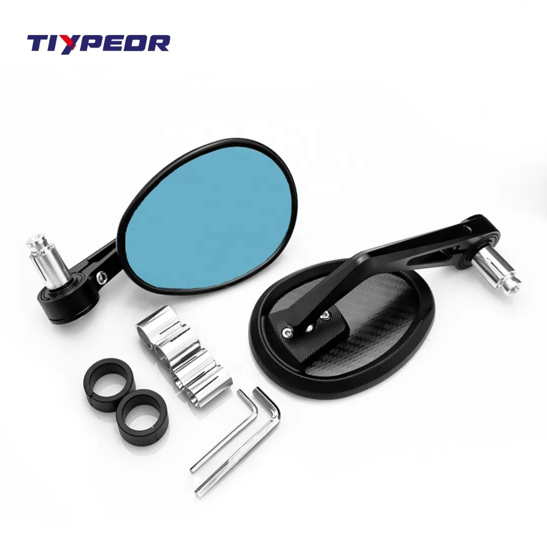 TIYPEOR Motorcycle E-mark Approved Universal CNC Aluminum Black Anodized Motorcycle Rearview Mirror Condition New