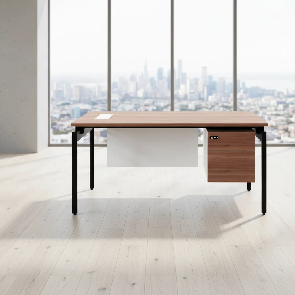 Manager Workstation Double Storage Design Wood Frame Foldable Adjustable Shelves Business Office Desk Modern Ergonomic Desks 3